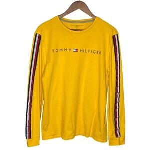 Tommy Hilfiger Mens Spell Out Tee Shirt Size M Yellow Preppy Y2K Streetwear